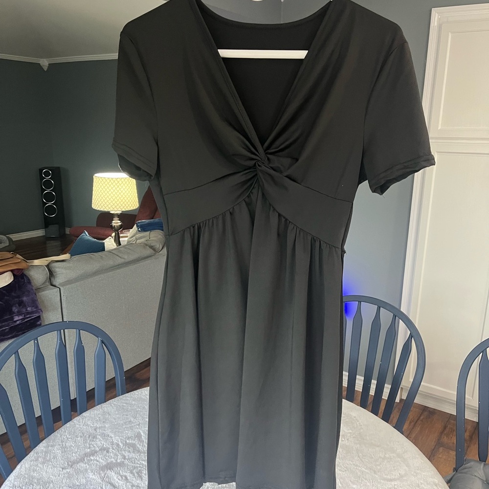 SHEIN Black Twist-Front Mini Dress